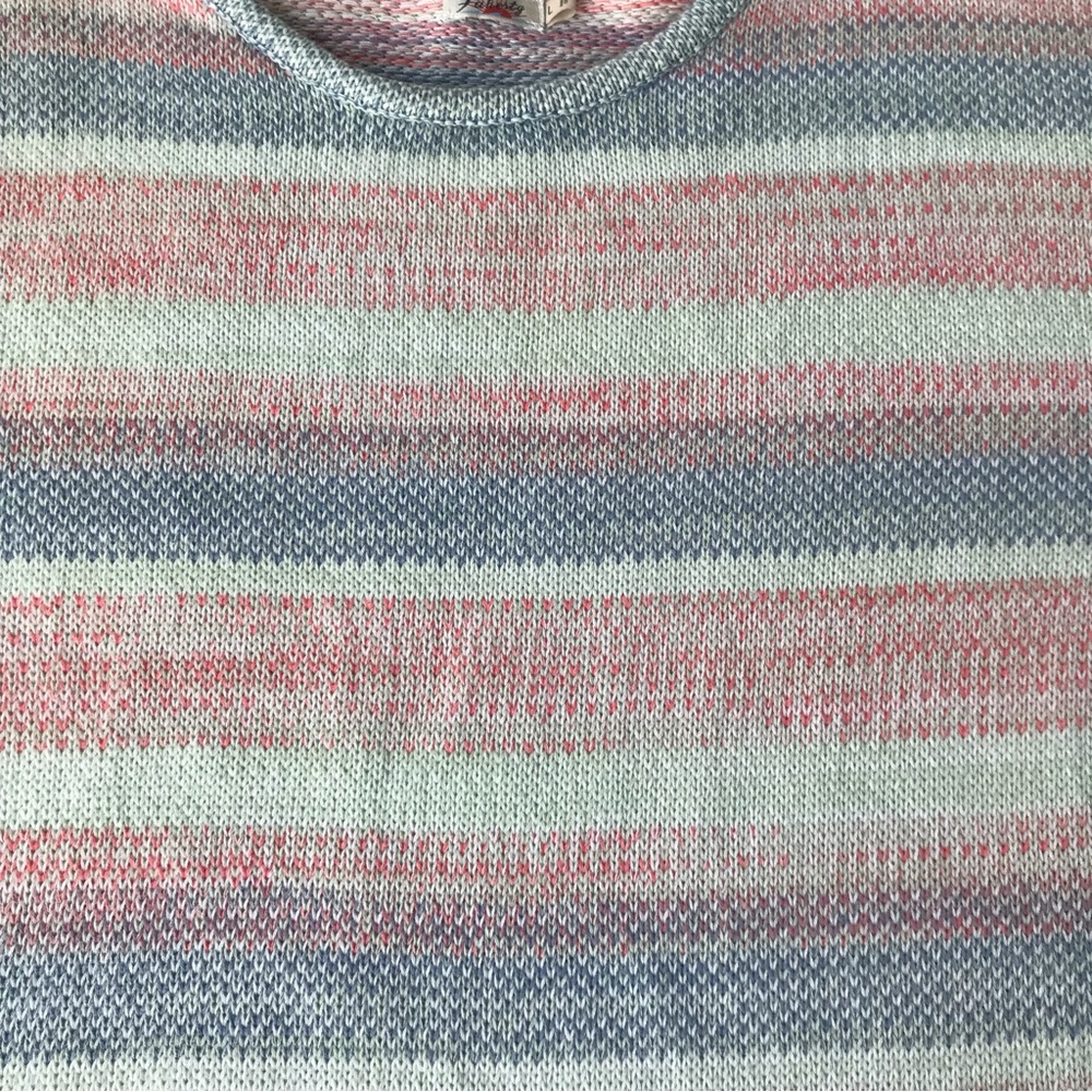 FAHERTY | Striped Multi Color Cotton Knit Pullover Sweater Size L - Picture 9 of 14